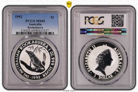 1992 $1 Kookaburra Ag MS69