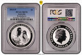 2013-P $1 Kookaburra Ag MS70