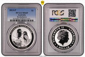 2013-P $1 Kookaburra Ag MS69