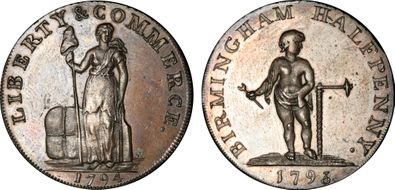 1794 Tk 1/2D Talbot/Birmingham, 'London' Warwickshire DH-54 MS64BN