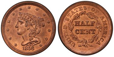 1856 1/2C MS64+ RD