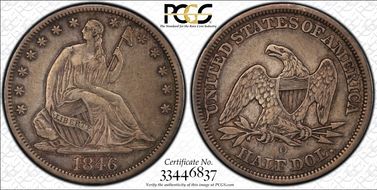 1846-O 50C Tall Date XF40