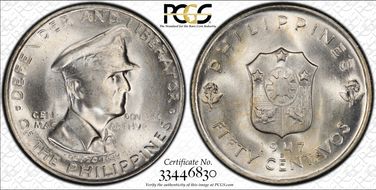 1947-S 50C Douglas MacArthur Allen-R1a  DDO MS65