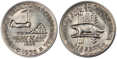 1936 50C Wisconsin MS64
