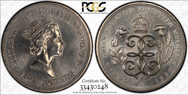 1990 £5 S-L1 Queen Mother Cu/Ni S-4301 MS64