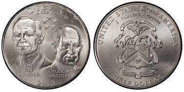 2013-D 50C 5 Star Generals Arnold, Bradley MS70