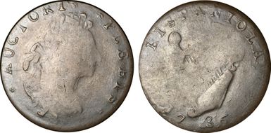 1736 Tkn 1/2P A. Plebis - Hispaniola Blundered Date "17336" VG10BN