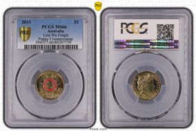 2015 $2 Lest We Forget Colorized Poppy Counterstamp MS66