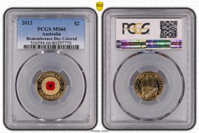 2012 $2 Remembrance Day Colorized MS66
