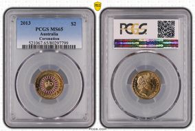 2013 $2 Coronation Colorized MS65