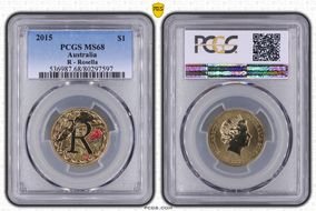 2015 $1 R - Rosella Al-Br Colorized MS68