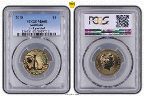 2015 $1 L - Lyrebird Al-Br Colorized MS68