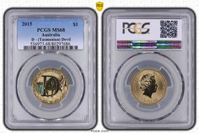 2015 $1 D - (Tasmanian) Devil Al-Br Colorized MS68