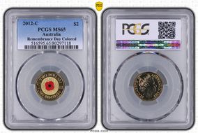 2012-C $2 Remembrance Day Colorized MS65