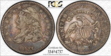 1821 10C JR-9, Small Date VF25