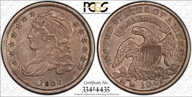 1833 10C JR-5, Last 3 High AU55