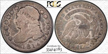 1814 10C JR-2 Large Date N1