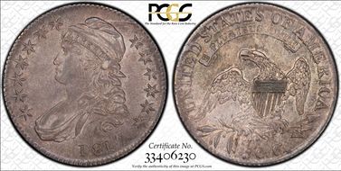 1817 50C O-106a Single Leaf AU55