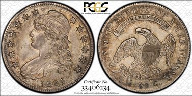 1834 50C Overton 110 Sm Date, Sm Let AU55