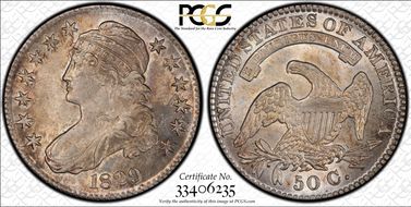 1829 50C O-109a AU58