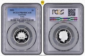 2001 $1 Army Centenary Ag PR69DCAM
