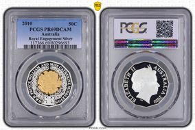 2010 50C Royal Engagement Ag Selective Gilt PR69DCAM