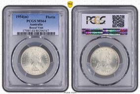 1954(m) Florin Royal Visit KM-55  Ag MS64