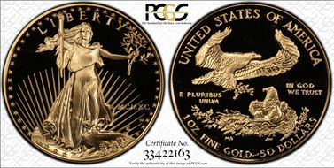 1990-W $50 Gold Eagle PR70DCAM
