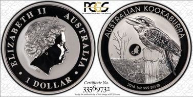 2016-P $1 Kookaburra Ag-Monkey Privy MS69