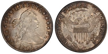 1806 50C Knob 6, Small Stars AU53