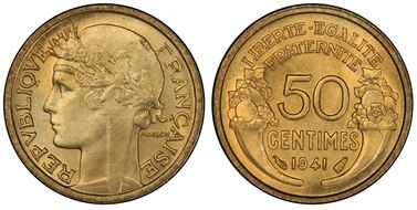 1941 50C Gad-423a F-192 Br-Al MS65