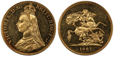 1887 £5 S-3864 MS62