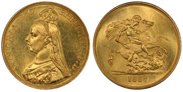 1887 £5 S-3864 MS62