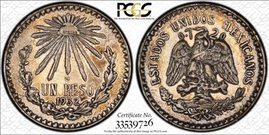 1932-M Peso KM-455  Ag Open 9 N1