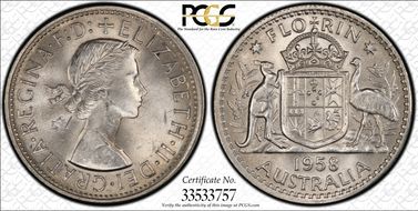 1958(m) Florin KM-60  Ag MS63