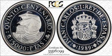 1989-M 5000 P Santa Maria Discovery of America PR67DCAM
