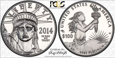 2014-W $100 Statue of Liberty PR70DCAM