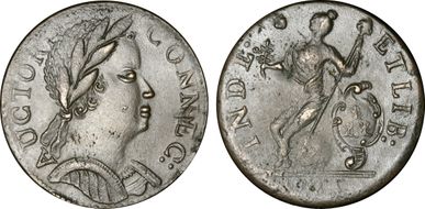 1785 CT 1/2P Bust Right, African Head AU50BN