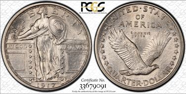 1917-S 25C Type 1 MS62FH