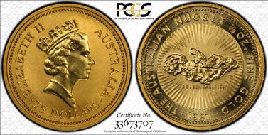 1987 $25 Nugget 1/4oz Au MS68