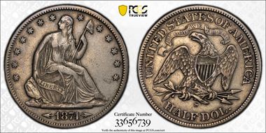 1874-S 50C WB-1 Arrows Small Wide S VF35