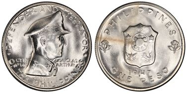 1947-S Peso Douglas MacArthur KM-185  Ag MS65