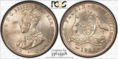 1934(m) Florin MS64+