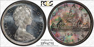 1965 S$1 Type 3 Lg Beads, Bl 5 MS64