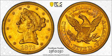 1873 $5 Open 3 MS63