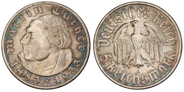 1933-A 5 Mk Luther J-353 MS66