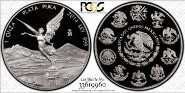 2014-Mo Onza Libertad  Ag PR70DCAM