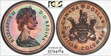 1971 S$1 British Columbia Ag SP67