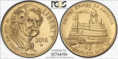 2016-W $5 Mark Twain MS70