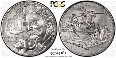 2016-P $1 Mark Twain MS70